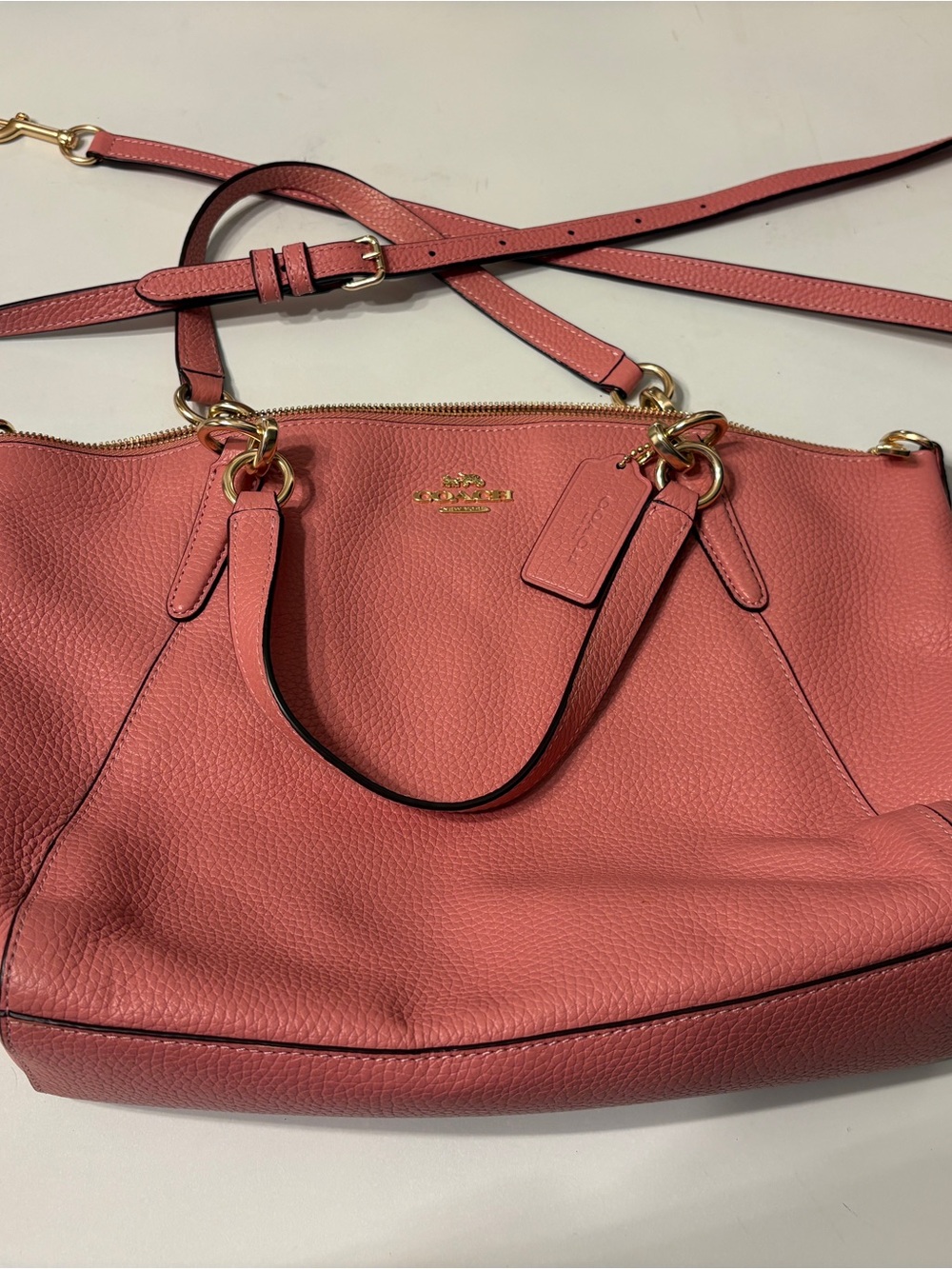 Coach Kelsey Pink Pebbled Leather Satchel with Gold Hardware - Picture 4 of 12